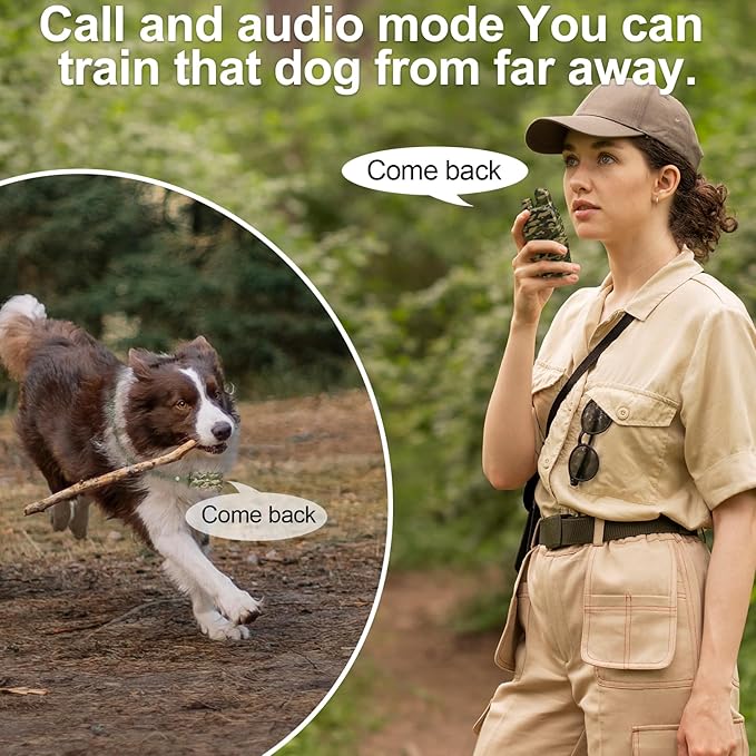 Shock Collar for Dogs, Dog Training Collar, 4500 FT Bark Collar Rechargeable Electric Collar with Recording & Calling & Vibration & Shock for All Breeds (Camouflage)