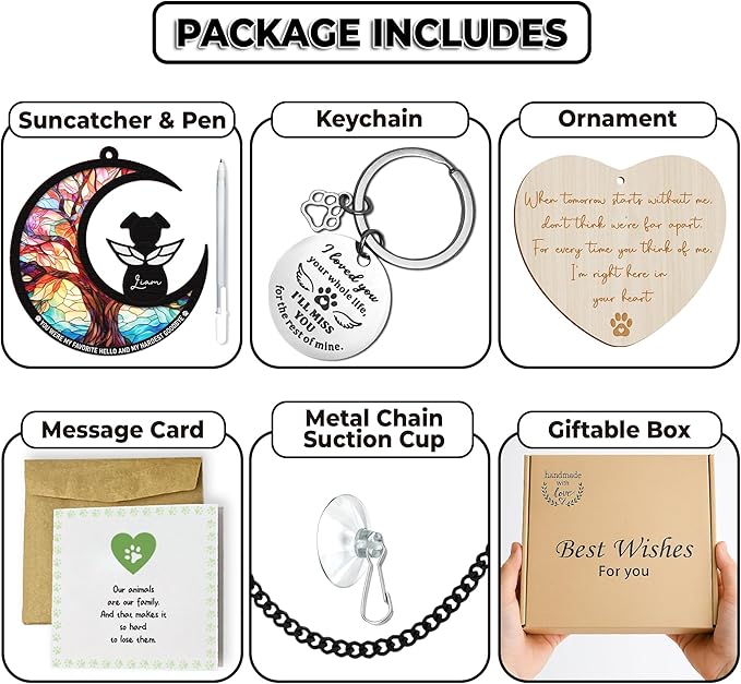 6" DIY Dog Angel Memorial Suncatcher, Engraved Pet Memorial Ornament, Pet Sympathy Keychain, Loss of Animal Sympathy Card, Rainbow Bridge Dog Loss Gift, My Favorite Hello Hardest Goodbye PS190