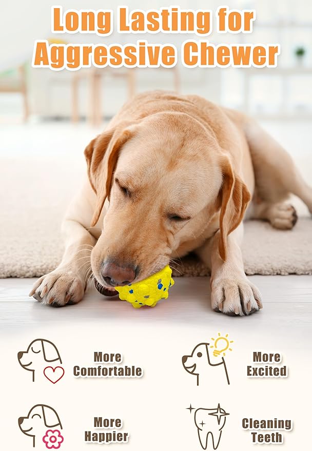 Dog Tennis Balls for Aggressive Chewers, Indestructible Durable Bouncy Interactive Toy for Dogs Fetch Game Lightweight Floating Outdoor Training(White+Grey Large)
