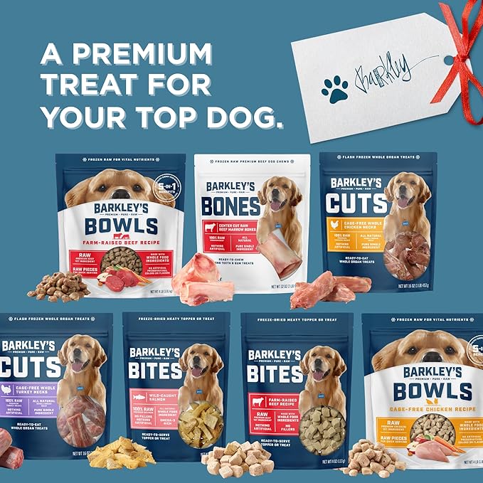 Barkley’s Bowls, Frozen Raw Beef Dog Food, Fresh Whole Food Ingredients with Farm-Raised Beef, Grain Free, High Protein for Balanced Nutrition, Frozen Meals Made with Human Grade Ingredients, 4 lb Bag