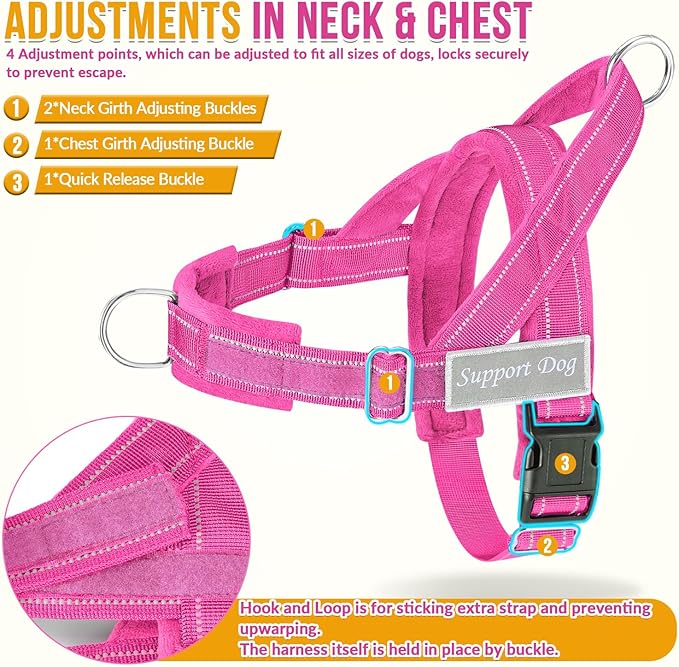 Lukovee No Pull Dog Harness & Leash Set - Heavy Duty Dog Vest Harness with Soft Padded for Medium Large Dogs, Adjustable Reflective Tactical Pet Harness for Easy Walk and Training (L, FU)