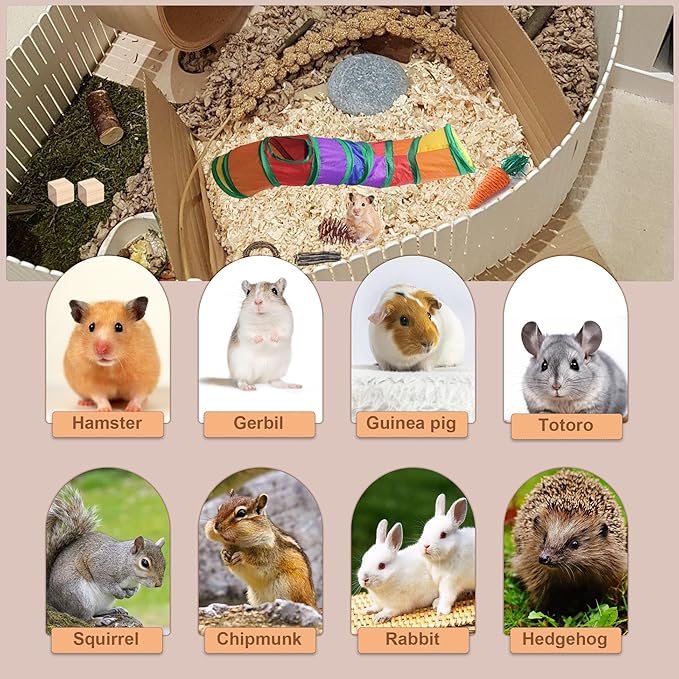 Small Animal Toys for Hamsters, Rabbits, Squirrels, and Guinea Pigs, Natural Wooden chew Toys That can Improve Learning and Relieve Anxiety, 11-Pack