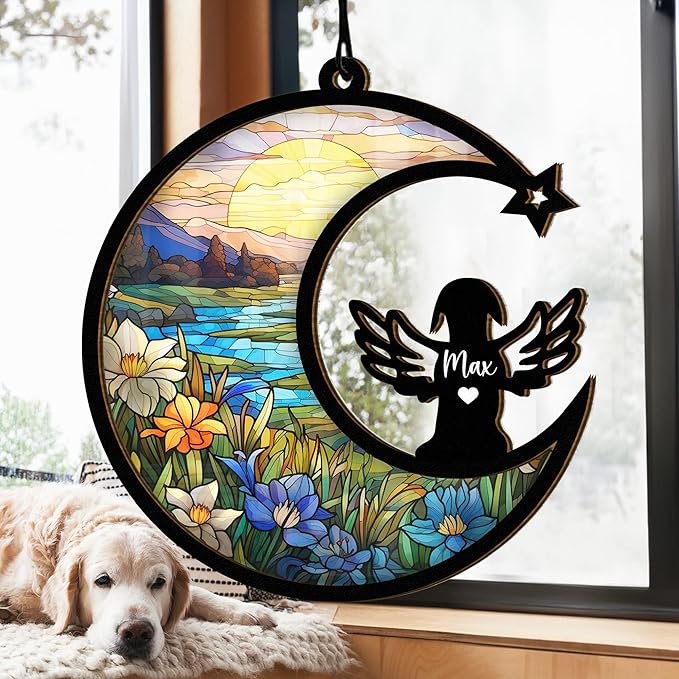 Chillever Custom American Foxhound Memorial Suncatcher – Custom Dog Breed Ornament, Pet Loss Gift, Sympathy Suncatcher