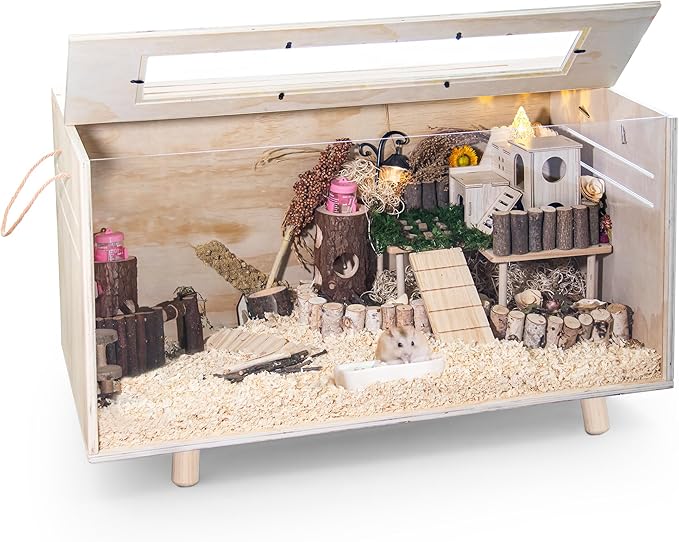 Pine Small Animals Houses&Habitats Chewproof, 32" Pine Guinea Pig Cage Hamster Cage for Small Animals (32" Medium, Short-Legged Stick)