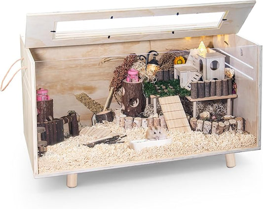 Pine Small Animals Houses&Habitats Chewproof, 32" Pine Guinea Pig Cage Hamster Cage for Small Animals (32" Medium, Short-Legged Stick)