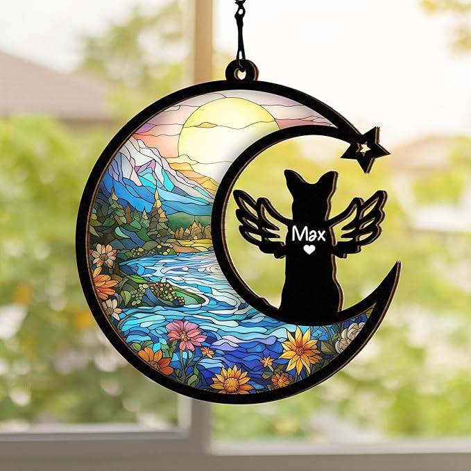Chillever German Shepherd Memorial Suncatcher – Personalized Pet Remembrance Ornament, Custom Dog Loss Gift