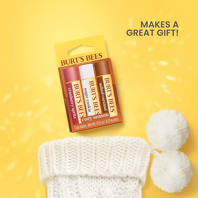 Burt's Bees Cozy Season Lip Balm Set, Natural Origin Lip Care, 3 Tubes, 0.15 oz.
