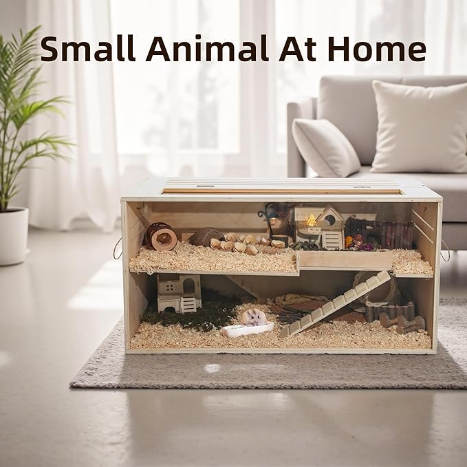 Pine Small Animals Houses&Habitats Chewproof, 40" Pine Guinea Pig Cage Hamster Cage for Small Animals (40" Large, Normal)