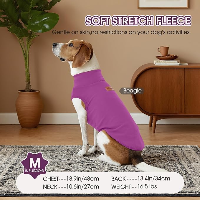 FUAMEY 2 Pack Dog Fleece Vest for Extra Small Dogs,Maltese Chihuahua Stretchy Dog Sweatshirts Warm Dogs Pullover Winter Pet Sweaters with Leash Hole Puppy Turtleneck Sleeveless Purple Stripes XS