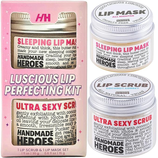 100% Natural Lip Scrub Vegan Conditioning Coconut Lip Exfoliator Gentle Exfoliant Sugar Lip Polish and Lip Exfoliator Scrubber for Chapped and Dry Lips (Lip Scrub and Mask Gift Set)