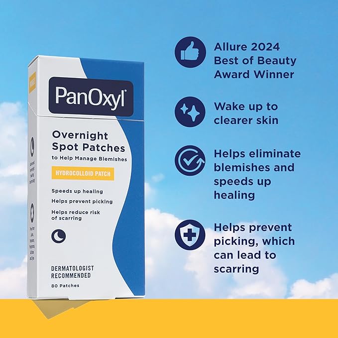 PanOxyl PM Overnight Spot Patches, Advanced Hydrocolloid Healing Technology, Fragrance Free, 80 Count