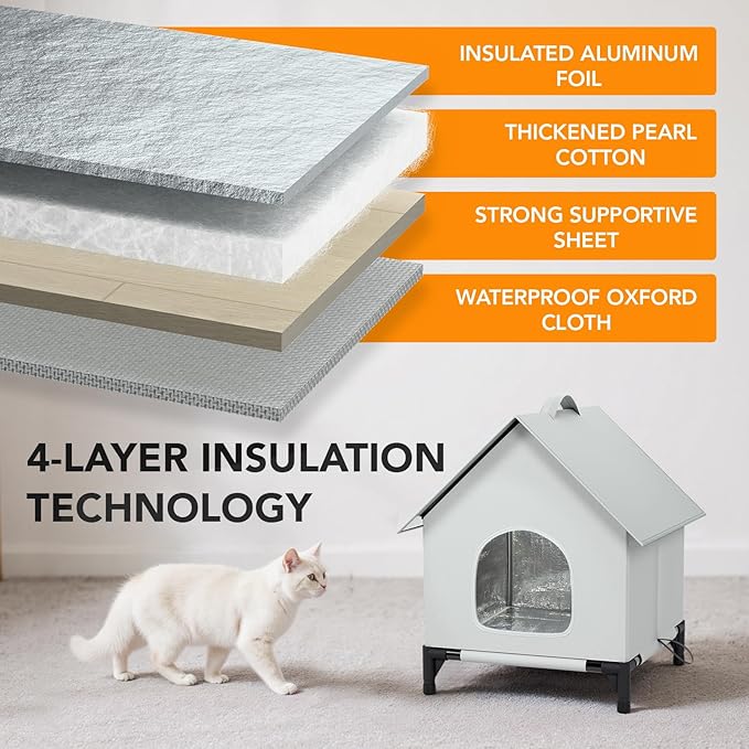 Cat House for Outside&Indoor,Insulated and Weatherproof,Foldable Cats Shelter, Easy to Put Together, Selfwarming Cat Shelter for Winter,Large Cave Bed for Garden(22 x 22 x 26 inch,XL,Normal)