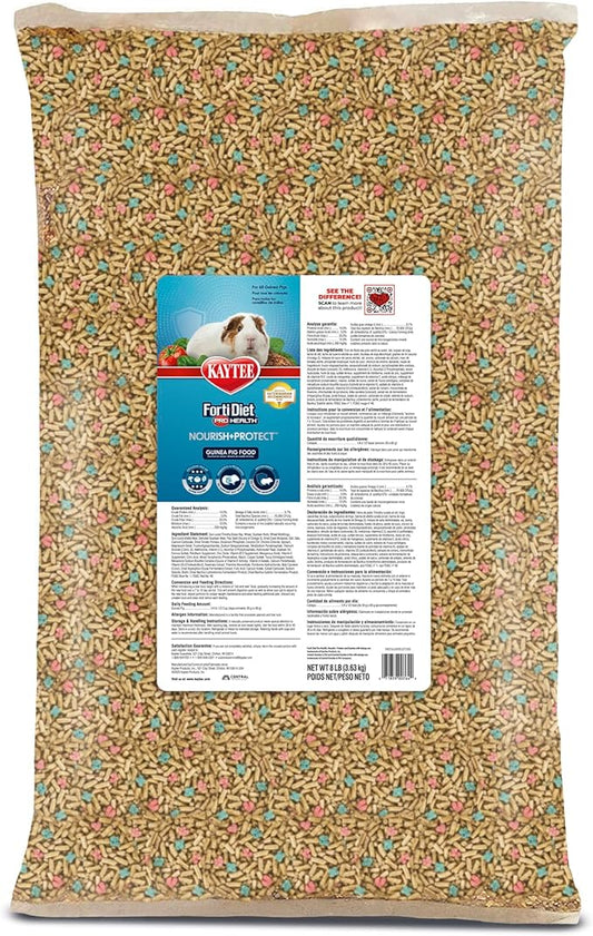 Kaytee Forti-Diet Pro Health Nourish+Protect Guinea Pig Food, Comprehensive Nutrition Backed by Science, Digestive Health, Immune Support, 8 pounds