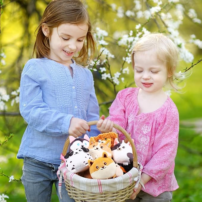 Libima 9 Pcs Mini Stuffed Animals Gifts 3.15 Inch Small Plush Keychains Cute Ornaments Bulk Toys for Baby Shower Birthday Party Gift Bags Fillers Valentines Easter Basket Stuffers(Puppy)