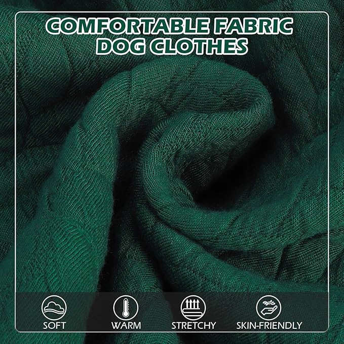 EXPAWLORER Textured Cable Knit Basic Dog Hoodie, Elevated Style Dog Sweater with Leash Hole and Pocket, Soft and Warm Pet Winter Coat, Cold Weather Clothes for Small Medium Large Dogs,Dark Green M