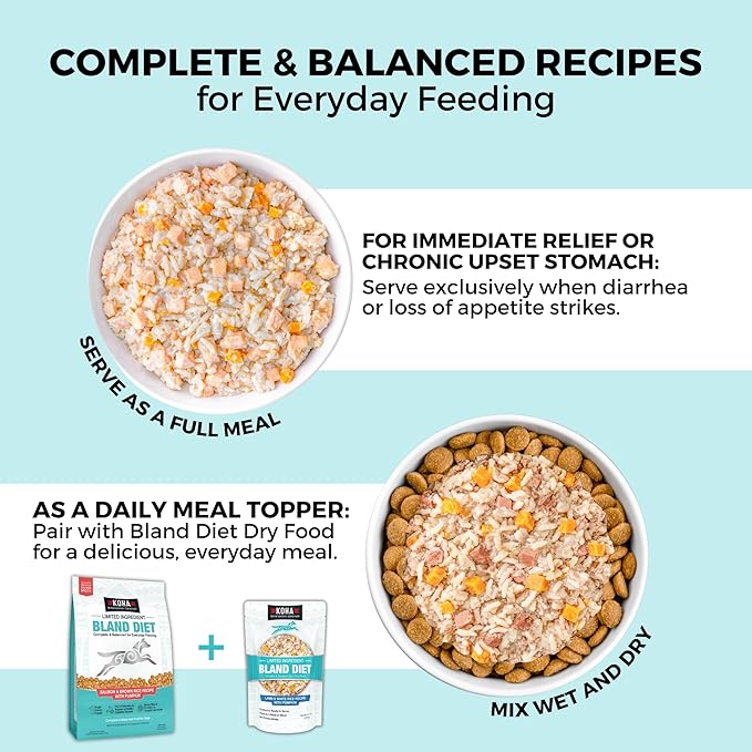 KOHA Limited Ingredient Bland Diet Dry Food for Dogs - Salmon & Brown Rice Recipe, Sensitive Stomach Dog Food with Pre & Probiotics - Pumpkin for Digestive Support, 3.5 lbs