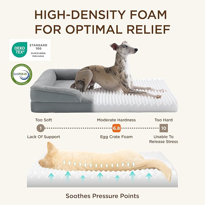 Bedsure Self Warming Orthopedic Dogs Bed for Small Dogs - Washable Small Dog Bed Waterproof, Comfort Pet Couch with Removable Cover, Pets Sofa with Nonskid Bottom, Brown, Non-Electric