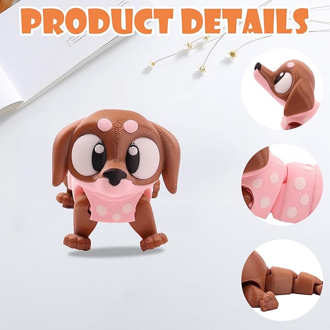 5.5IN 3D Printed Animals for Kids' Room Decor, Adorable 3D Printed Toys for Birthday Gifts and Party Favors, Unique 3D Printed Stuff for Desk Organizers and Creative Collections (Dachshund)