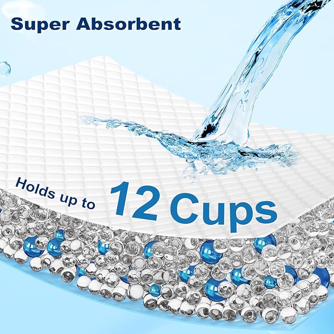 MIZOK Dog Pee Pads 36x36in Jumbo Dog Pads Super Absorbent Up to 11 Cups Marine Scented Odor-Control Pee Pads with Jellyfish Pattern, Quick Dry & Leak-Proof (100 Counts)