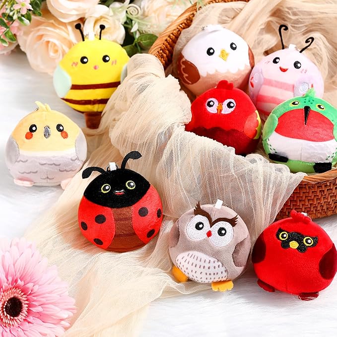 Libima 9 Pcs Mini Stuffed Animals Gifts 3.15 Inch Small Plush Keychains Cute Ornaments Bulk Toys for Baby Shower Birthday Party Gift Bags Fillers Valentines Easter Basket Stuffers(Flying Animals)