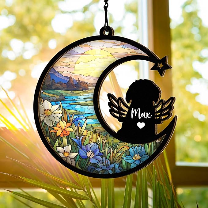 Chillever Bichon Frise Memorial Suncatcher – Personalized Dog Loss Keepsake, Pet Remembrance Ornament