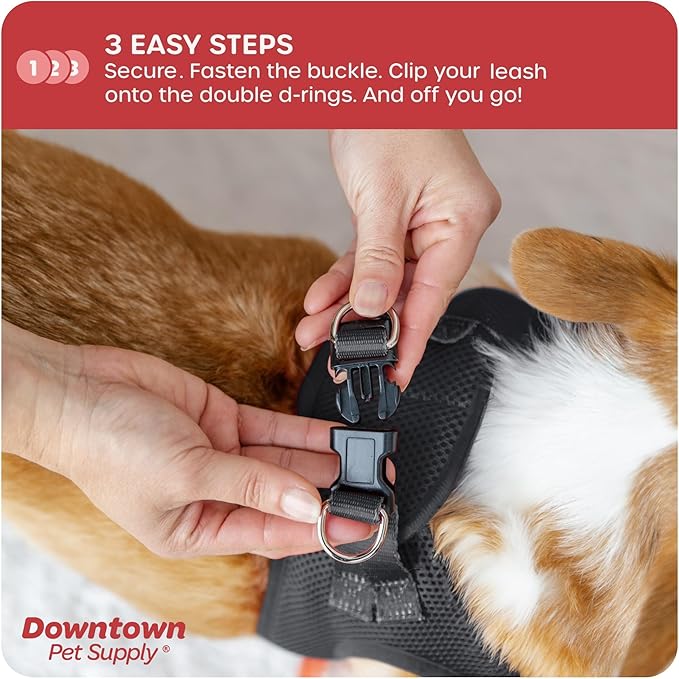 Downtown Pet Supply Step in Dog Harness No Pull, XX-Large, Charcoal - Adjustable Harness with Padded Mesh Fabric and Reflective Trim - Buckle Strap Harness for Dogs