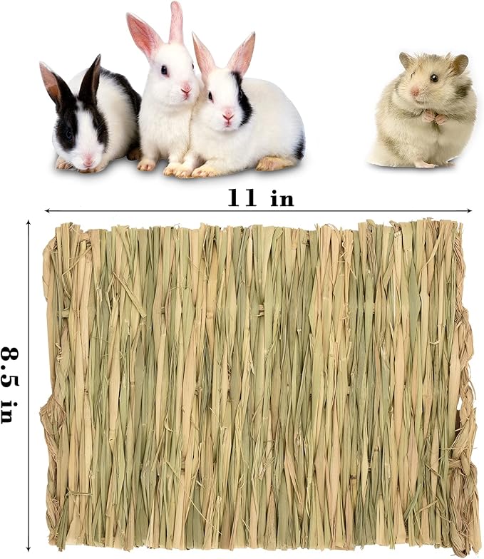 Grass mat for Rabbit Bunny Sangle Sopffy 6 Pcs,Rabbit Hay Mat,Small Animal Cages Hay Mat,Rabbit Grass Mat,Nesting and Toys for Guinea Pig Parrot Rabbit Bunny Hamster Chinchilla Squirrel