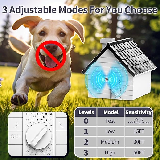 Anti Barking Device for Dogs, Ultrasonic Bark Deterrent (3 Modes) - 50 FT Range Bark Box, Weatherproof Dog Barking Control Device for Indoor/Outdoor Training & Behavior Aids (All Breeds/Sizes)