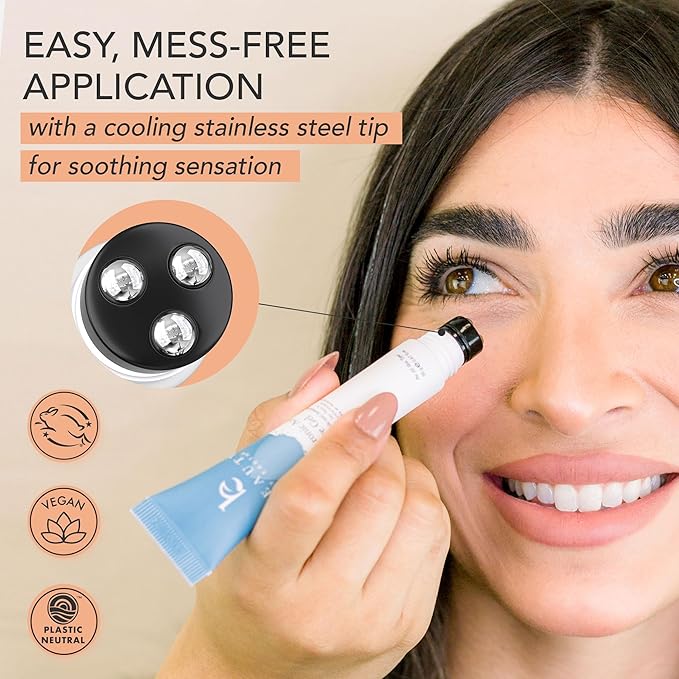 Beauty by Earth Under Eye Cream - Cooling Anti-Aging Hyaluronic Acid Eye Gel for Dark Circles, Puffiness & Wrinkles