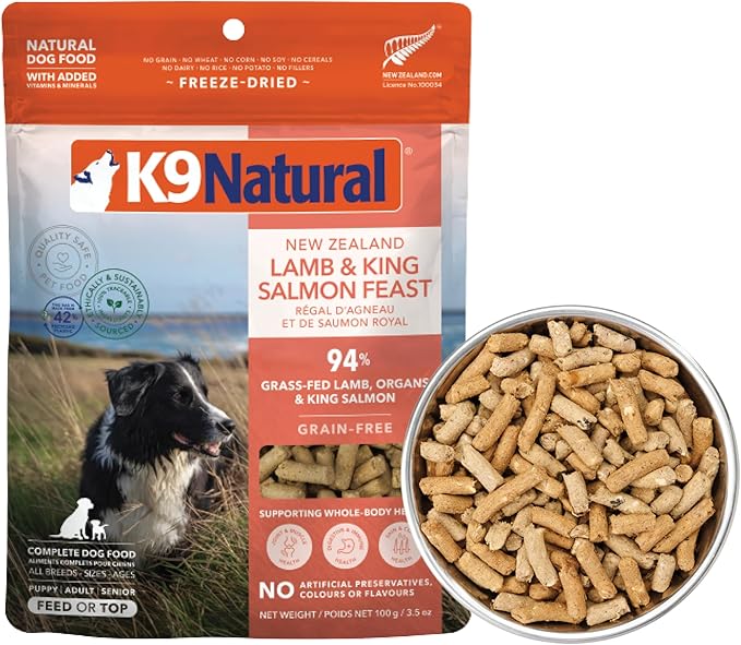 K9 Natural - Grain Free Freeze Dried Dog Food Topper - Lamb & Salmon, 3.5oz