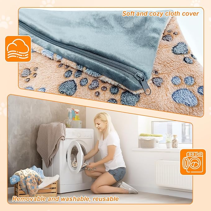 Cat Heating Pad 18×18 in Dog Heated Bed Smart Temperature Control Switch, Metal Protective Pipe Waterproof Cat Beds for Indoor Cats with a Plush Cotton Cover