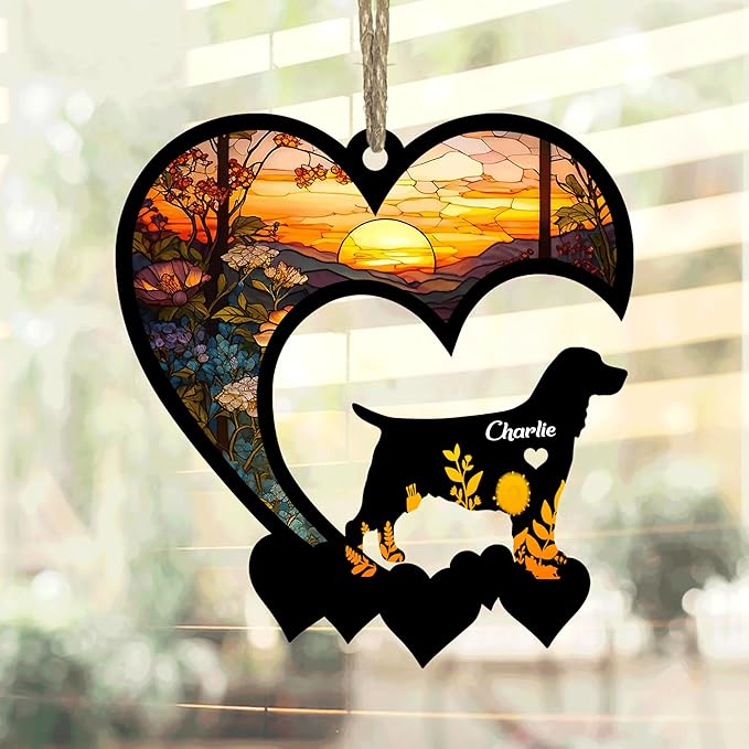 Lovely POD English Springer Spaniel Suncatcher Ornaments, Personalized Springer Spaniel Memorial with Name, Dogs Loss Ornaments, Dog Remembrance Gift, Dog Memory Ornament, Loss of Dogs Sympathy Gifts