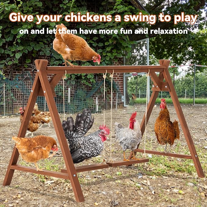 PETSFIT Chicken Roosting Bars for Hens with 2 Swings,Chickens Perch for Pet's Healthy and Play,Chicken Coop Accessories for 6-8 Chickens,Easy to Assemble and Clean