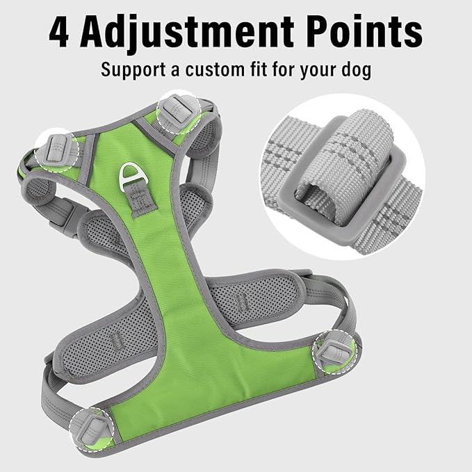 Plutus Pet No Pull Dog Harness, Release at Neck, Reflective Adjustable Dog Vest Harness, Easy Control Handle for Walking, for Small Medium Large Dogs, Green, XL