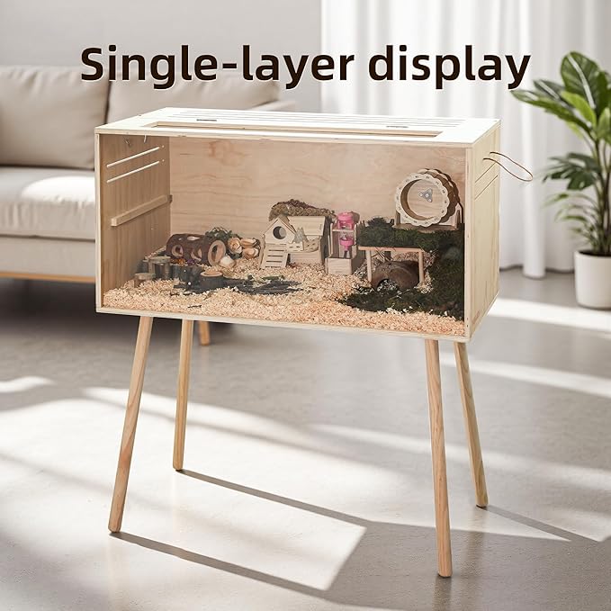 Pine Small Animals Houses&Habitats Chewproof, 40" Pine Guinea Pig Cage Hamster Cage for Small Animals (40" Large, High-Legged Stick)