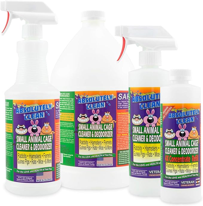 Amazing Small Animal Cage Cleaner, Just Spray/Wipe, Easily Removes Messes & Odors - Hamster Cages, Mice, Rat Cage, Guinea Pig Cage, Rabbit Cage, Ferret Cage, Dog Cage - USA Made - (16 Fl Oz Pack of 6)