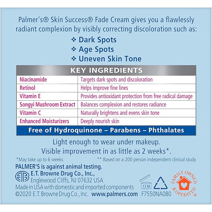 Palmer's Skin Success Anti-Dark Spot Fade Cream with Vitamin E and Niacinamide,for All Skin Types 2.7 Ounce,(Pack of 2)
