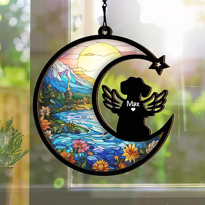 Chillever Dachshund Memorial Suncatcher – Custom Pet Remembrance Ornament, Dog Loss Sympathy Gift