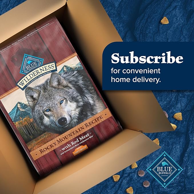 Blue Buffalo Wilderness Rocky Mountain Recipe High-Protein Large Breed Adult Dry Dog Food, Made in The USA with Natural Ingredients Plus Wholesome Grains, Red Meat, 24-lb. Bag