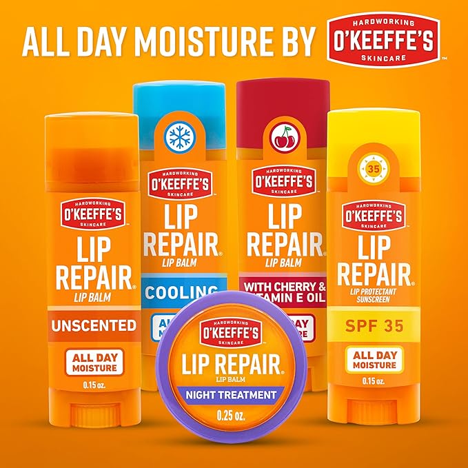 O'Keeffe's Lip Repair Unscented Lip Balm for Dry, Cracked Lips - Stick (3 Pack) - Moisturizer for Very Dry Lips
