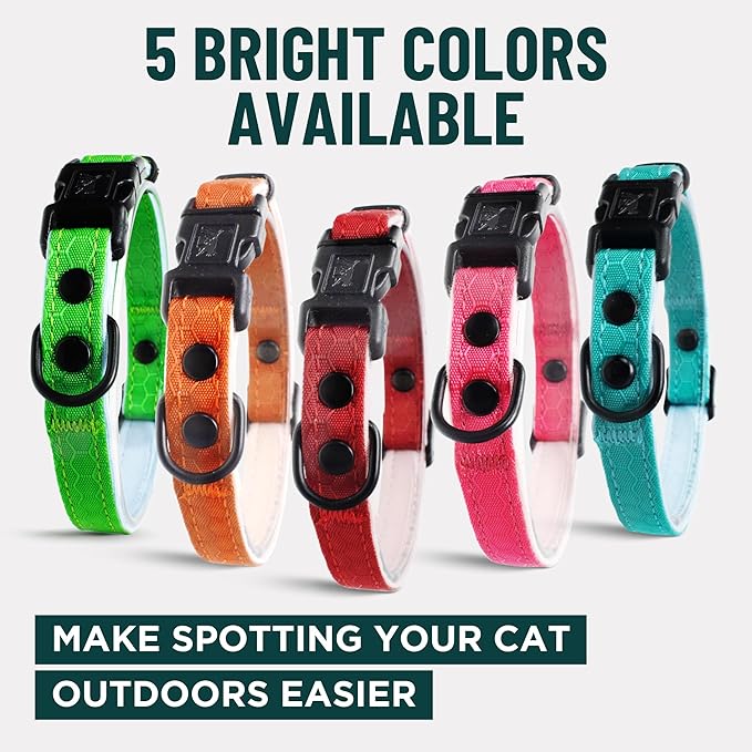 OutdoorBengal Orange Cat Collar Breakaway, Soft Padding for Medium to Large Cats - Durable Heavy Duty Tactical Fabric, Comfortable, Quick Release Breakaway Cat Collars, No Bell Collar (Orange, Adult)