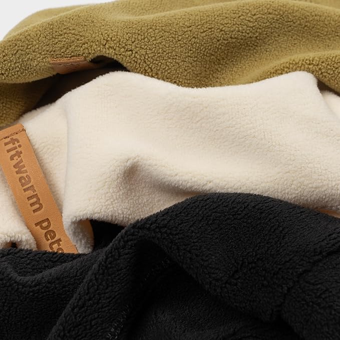 Fitwarm 3 Pack Classic Fleece Dog Sweater, Winter Clothes for Small Dogs Boy Girl, Turtleneck Dog Sweatshirt, Pet Pullover Jumper, Cat Apparel, Black, Olive Green, Cream, XS