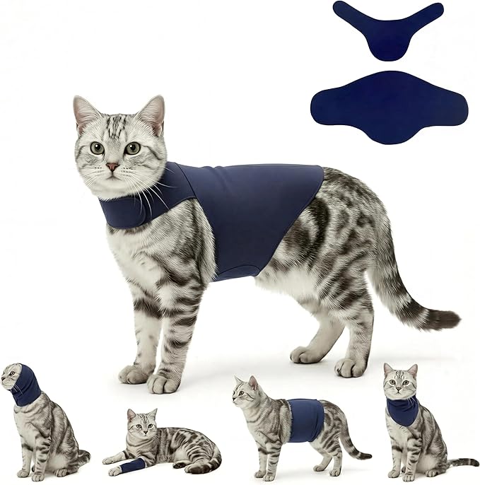 DAJIDALI® Modular Dog & Cat Anxiety Jacket, 2-Piece Calming Vest with Detachable Ear Hood, Silent Self-Adhesive Fabric, Thunder Relief & Post-Surgery Recovery Wrap