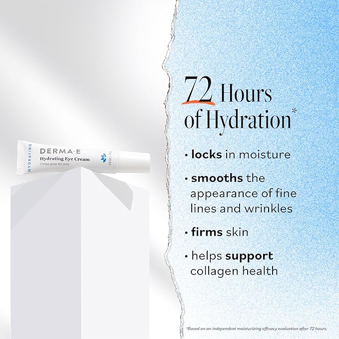 Derma E Hydrating Eye Cream – Firming and Lifting Hyaluronic Acid Treatment - Under Eye and Upper Eyelid Cream Reduces Puffiness and Appearance of Fine Lines, 0.5 oz
