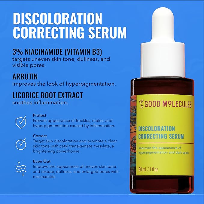Good Molecules Brightening Skincare Duo – Dark Spot Correcting Bar (85g) & Discoloration Serum (30ml) | Tranexamic Acid & Niacinamide Set for Face & Body | All Skin Types