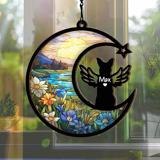 Chillever German Shepherd Memorial Suncatcher – Personalized Pet Remembrance Ornament, Custom Dog Loss Gift