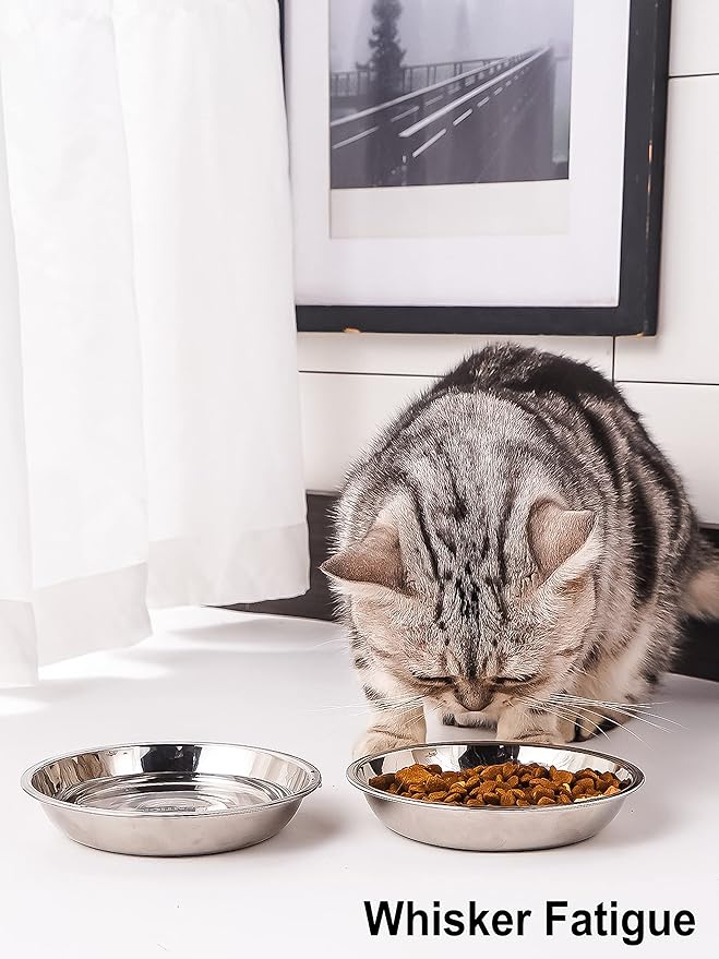 VENTION Small Shallow Cat Food Bowls, Outer Dia. 5.7 in Whisker Fatigue Cat Bowl, Stainless Steel Cat Food Dish for Indoor Cats, Set of 12 Replacement Cat Bowls for Raised Station(10.8 Fl.oz)