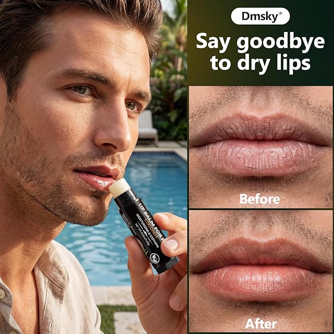 10 Pack Lip Balm for Men - Hydrating Men's Lip Balm Vitamin E and Beeswax - Chapstick for Men Peppermint, Coconut, Vanilla, Lavender & Unscent