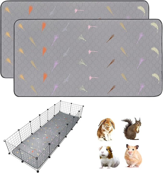 2Pcs Guinea Pig Cage Liners,Guinea Pig Fleece Cage Liners24''X72'' Super Absorbent Washable Pee Pads Reusable for Rabbit Hamster Chinchilla