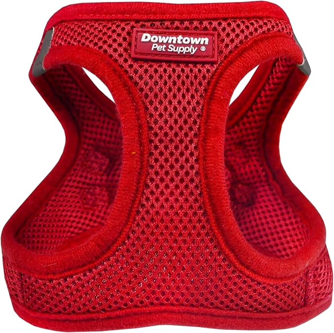 Downtown Pet Supply Step-in Dog Harness – No Pull, Adjustable Padded Mesh with Reflective Trim, Secure Buckle Strap – Comfortable & Breathable Small Dog Harness, Medium, Red